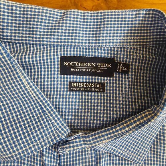 Southern Tide Intercoastal Shirt Men XXL Blue Plaid Long Sleeve Button-Down Adul - Picture 3 of 7